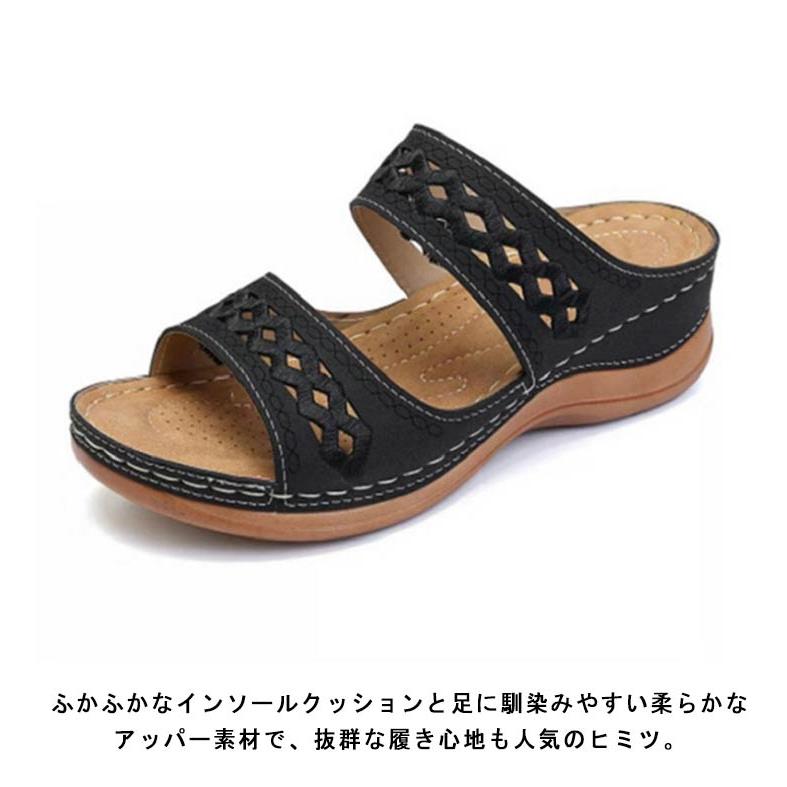 レディース つっかけ ベルトサンダル 歩きやすい ミュール ダブル
