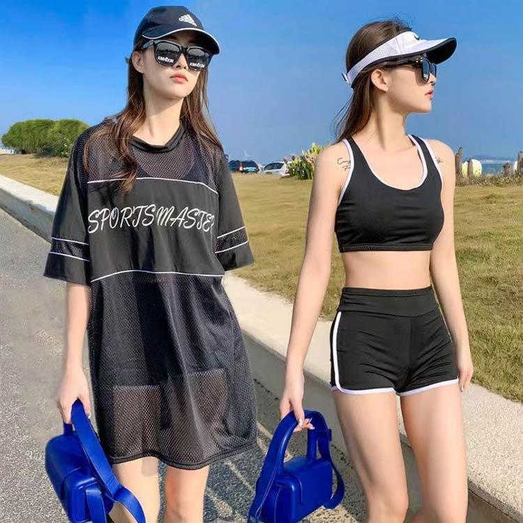 レディース 露出控え セットアップ 高校生 水着 体型カバー 中学生 3点