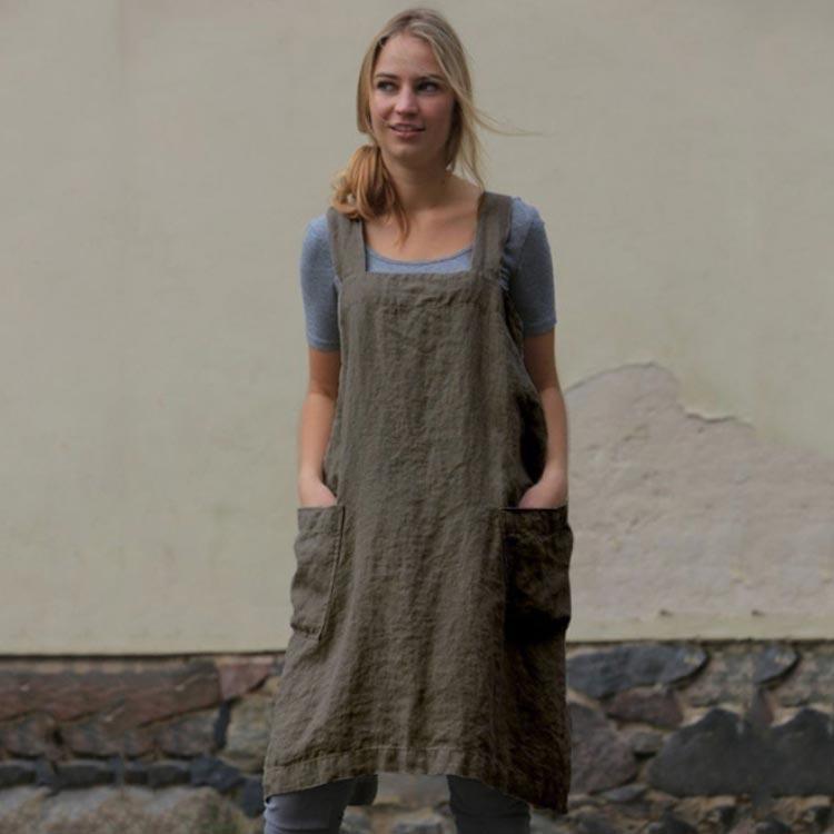 ギンガムチェック先染めワンピースエプロン | アフタヌーンティー公式