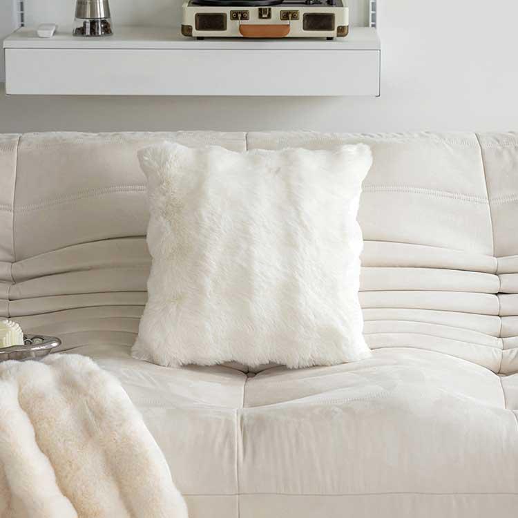 2枚組 クッション クッションカバー 背当て モコモコ おしゃれ 正方形