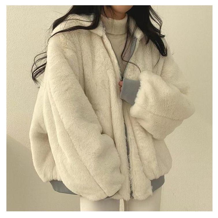 リバーシブル ファー ジャケット アウター トップス S-2XL レディース