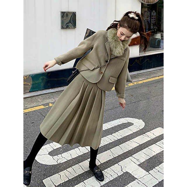 人気ブランドを レディース厚地 セットアップ ジャケット プリーツスカート 春夏新色 Tratabrasil Org Br