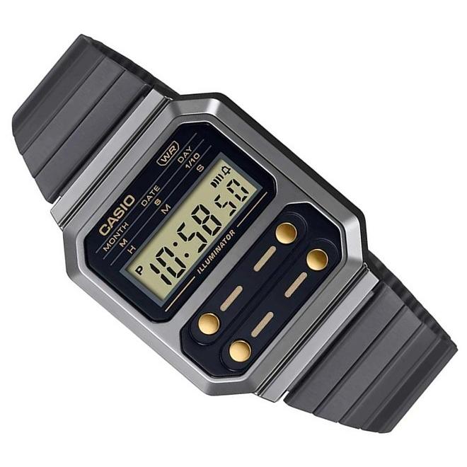 CASIO カシオ スタンダード デジタルモデル ボーイズサイズ ガンメタメタルベルト 海外モデル A100WEGG-1A2｜bright-bright｜02