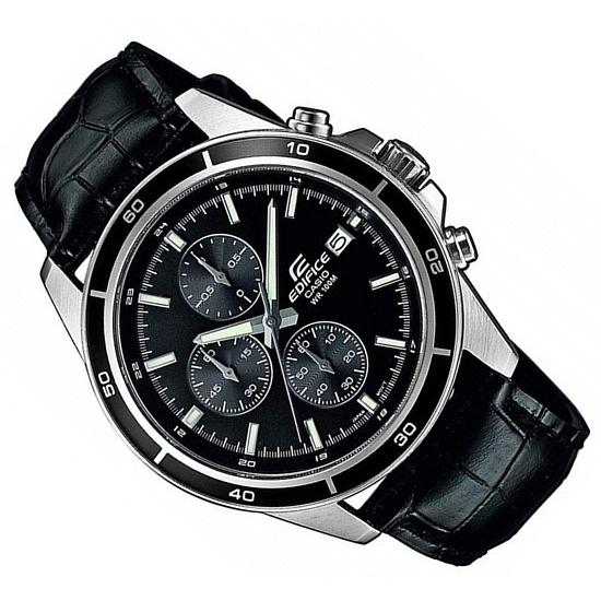 コーシ 　EDIFICE CASIO ブラックレザー腕時計　カシオ EDIFICE | CASIO