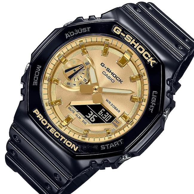 CASIO/G-SHOCK カシオ/Gショック カーボンコアガード構造 アナデジモデル メンズ腕時計 ブラック/ゴールド 海外モデル GA-2100GB-1A