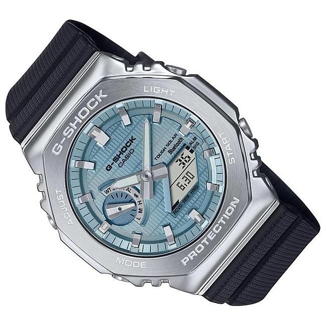 CASIO/G-SHOCK カシオ/Gショック メンズ腕時計 タフソーラー モバイルリンク メタルケースモデル アナデジ ライトブルー(国内正規品)GBM-2100A-1A2JFの画像