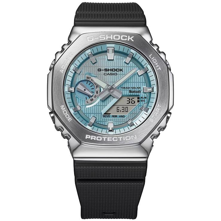 CASIO/G-SHOCK カシオ/Gショック メンズ腕時計 タフソーラー モバイルリンク メタルケースモデル アナデジ ライトブルー(国内正規品)GBM-2100A-1A2JFの画像