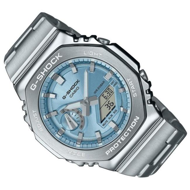 CASIO/G-SHOCK カシオ/Gショック メンズ腕時計 メタルベルト アナデジモデル ライトブルー(海外モデル)GM-2110D-2Aの画像
