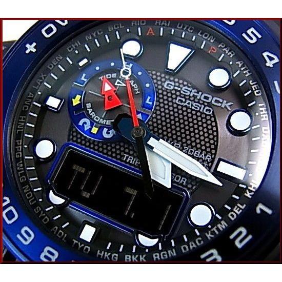 CASIO G-SHOCK カシオ Gショック GULFMASTER / ガルフマスター メンズ ソーラー電波腕時計 ブラック/ブルー 海外モデル GWN-1000B-1B｜bright-bright｜03