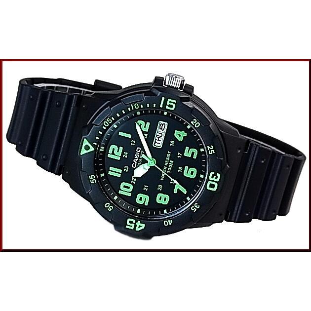 CASIO Standard カシオ スタンダード アナログクォーツ メンズ腕時計 ラバーベルト ブラック/グリーン文字盤 海外モデル MRW-200H-3B｜bright-bright｜02