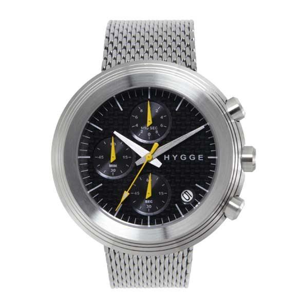 HYGGE ヒュッゲ クロノグラフ ボーイズ腕時計 ブラック文字盤 メタル