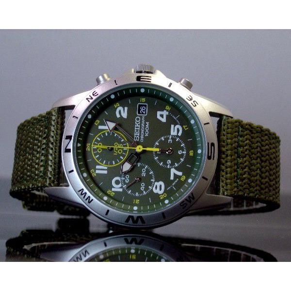 SEIKO セイコー クロノグラフ ミリタリー メンズ腕時計 モス