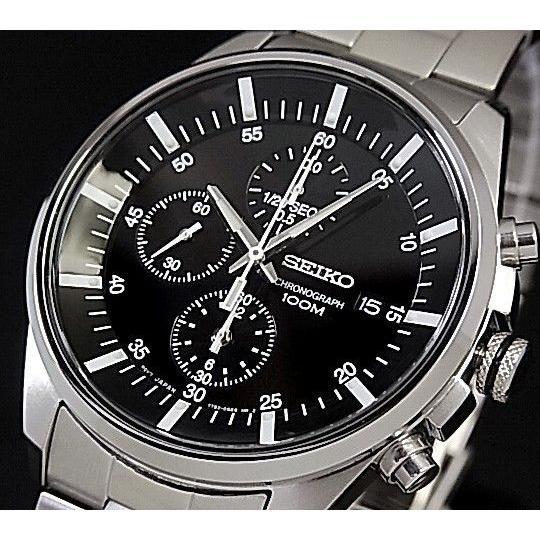 SEIKO セイコー クロノグラフ メンズ腕時計 メタルベルト ブラック文字盤 SNDC81P1 海外モデル｜bright-bright