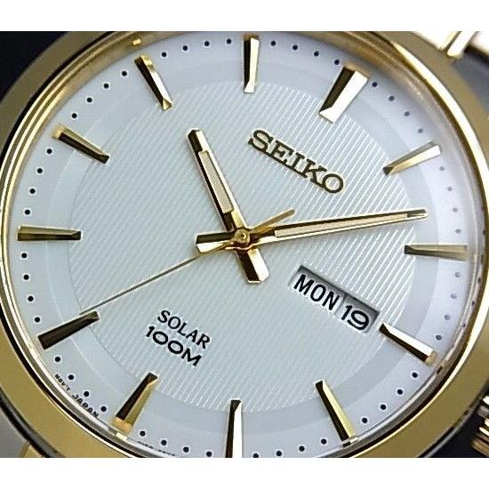 SEIKO セイコー ソーラー時計 メンズ腕時計 コンビメタルベルト ホワイト文字盤 SNE364P1 海外モデル｜bright-bright｜03