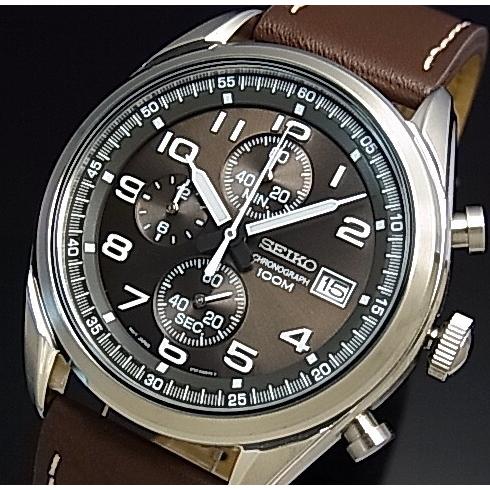 SEIKO セイコー クロノグラフ メンズ腕時計 ブラウンレザー SEIKO セイコー クロノグラフ メンズ腕時計 ブラウンレザー