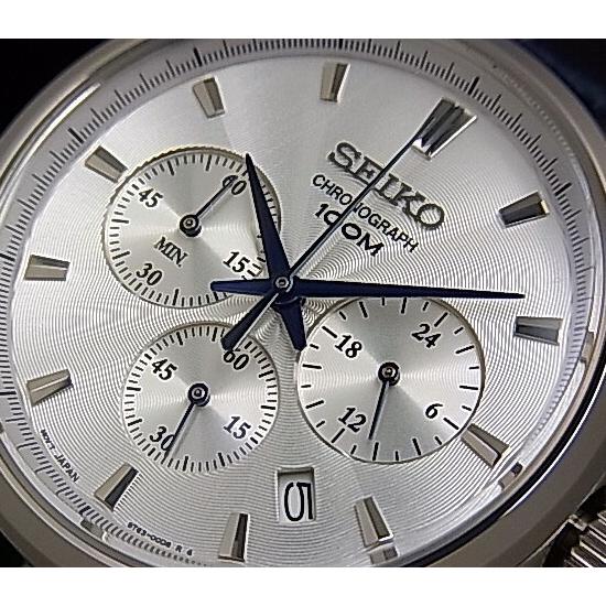 SEIKO セイコー クロノグラフ メンズ腕時計 ネイビーレザー SEIKO セイコー クロノグラフ メンズ腕時計 ネイビーレザー