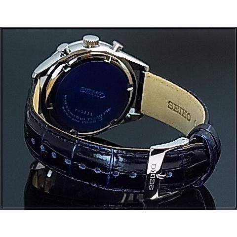 SEIKO セイコー クロノグラフ メンズ腕時計 ネイビーレザー SEIKO セイコー クロノグラフ メンズ腕時計 ネイビーレザー