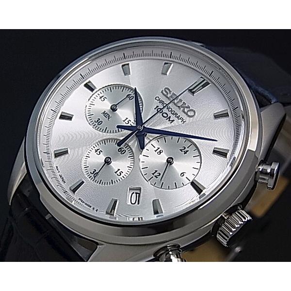 SEIKO セイコー クロノグラフ メンズ腕時計 ネイビーレザー SEIKO セイコー クロノグラフ メンズ腕時計 ネイビーレザー