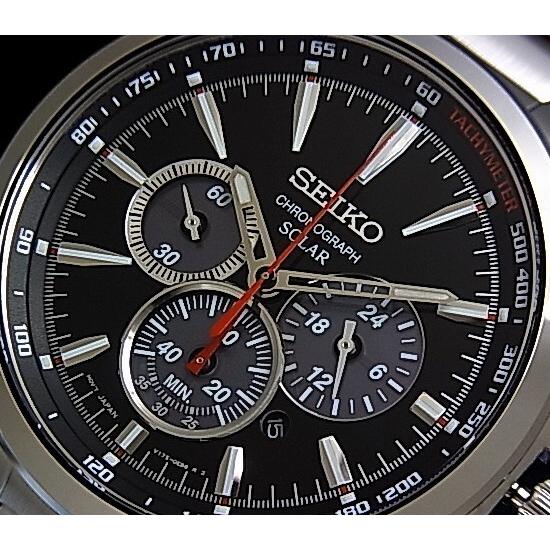 SEIKO セイコー クロノグラフ メンズ ソーラー腕時計 メタルベルト ブラック文字盤 SSC493P1 海外モデル｜bright-bright｜03