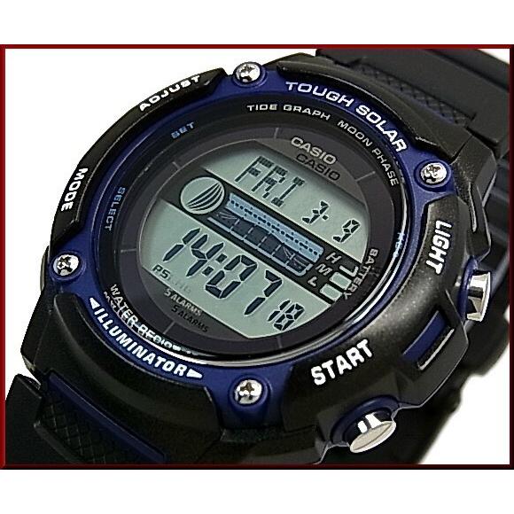 CASIO SPORTS GEAR カシオ スポーツギア メンズ ソーラー腕時計 ラバーベルト ブラック/ネイビー 海外モデル W-S210H-1A