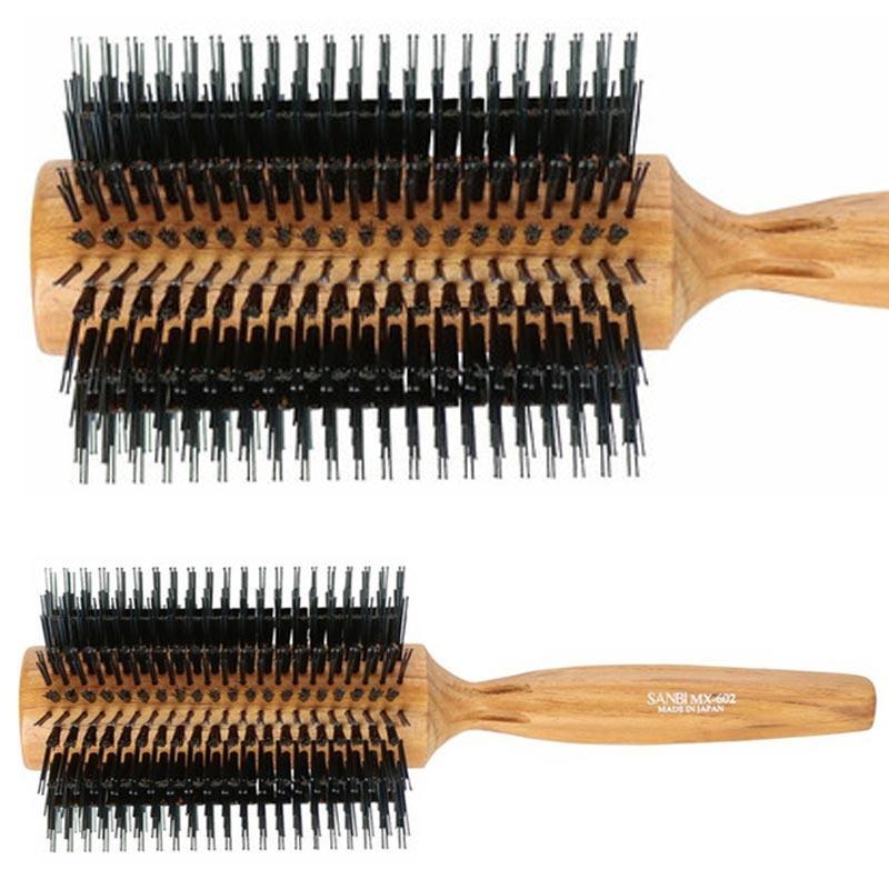 ボブヘアのためのロールブラシ 豚毛＆ナイロン MX-602 日本製 サンビー