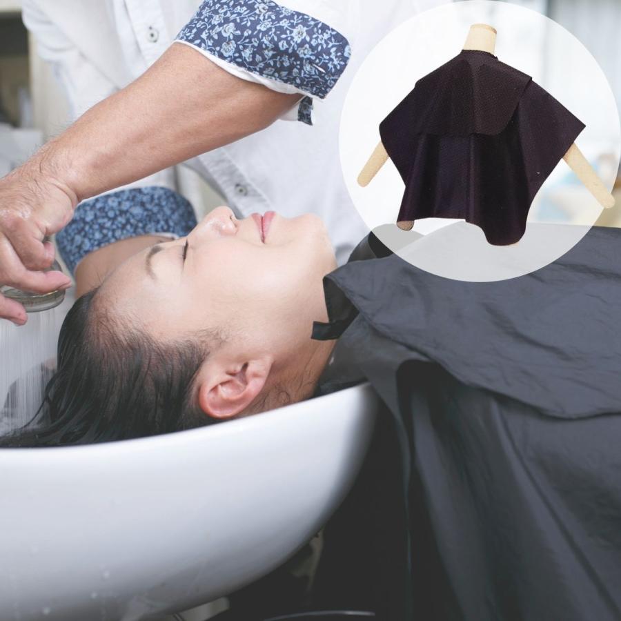 美容室 サロン 強化防水 シャンプー ケープ ブラック 黒 ナイロン100