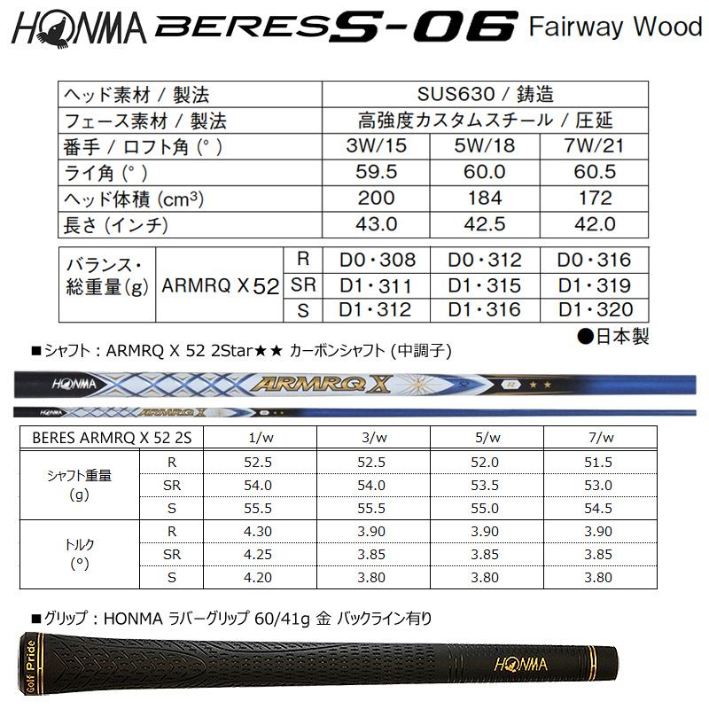 BERES 本間ゴルフ (ホンマ/HONMA) ベレス S-06 フェアウェイウッド