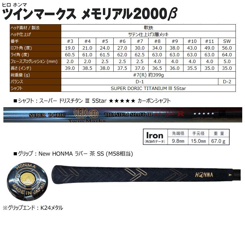 【訳あり】本間ゴルフ(ホンマ/HONMA) ヒロホンマ TM 2000β アイアン 10本組(#3-#10.#11.SW) スーパー ドリスチタン lll 5Star カーボンシャフト｜bright1ststage｜03