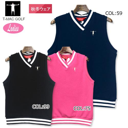 新品登場 21年秋冬モデル ティーマック T Mac 413 6 ベスト レディース Vネック 保温 ストレッチ ゴルフウェア スポーツ ウェア