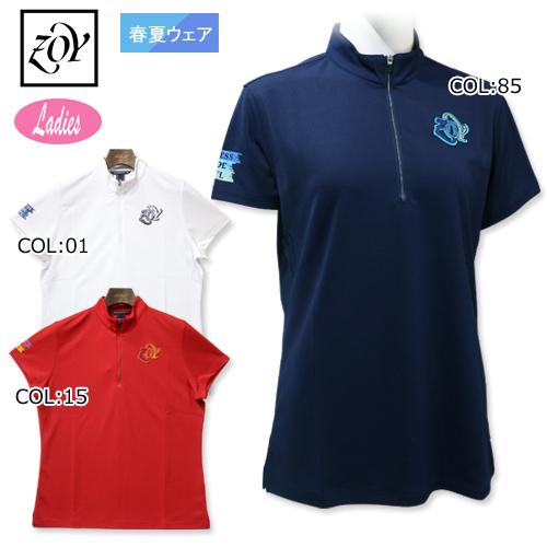 ゴルフ ZOY レディース サークルロゴプリント モックネックシャツ