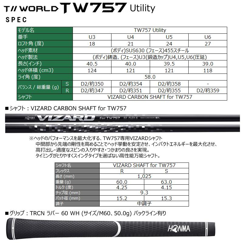 本間ゴルフ(ホンマ/HONMA) ツアーワールド '22 TW757 ユーティリティ 右用 TW757専用 ヴィザード カーボンシャフト｜bright1ststage｜08