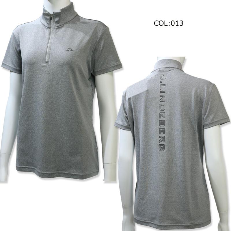 J.Lindeberg レディースシャツ モックネック　新品 J.LINDEBERG ジェイリンドバーグ モックネックシャツ ハーフジップ半袖