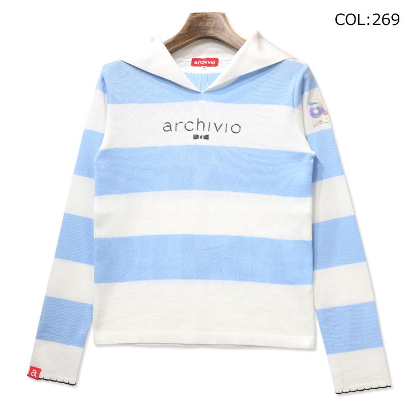 アルチビオ archivio A258321 レディース 長袖 プルオーバー サマーニット ボーダー 中間着 ストレッチ ゴルフウェア 春夏秋 archivio（アルチビオ） archivio A258321 レディース 長袖 プル