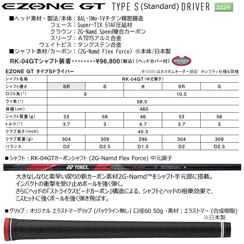 ヨネックス(YONEX) 2024 イーゾーン GT Type-S (Standard) 右用 ドライバー (2024 EZONE GT TYPE S DRIVER) RK-04GT カーボンシャフト_9