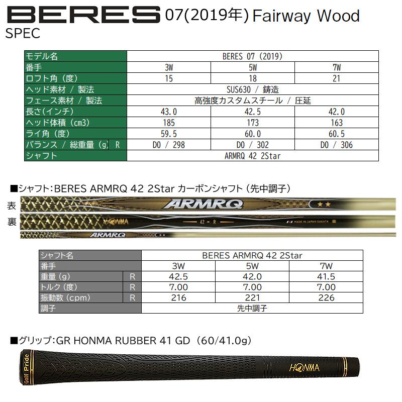BERES 本間ゴルフ(ホンマ/HONMA) ベレス 07 2019 (BERES 07