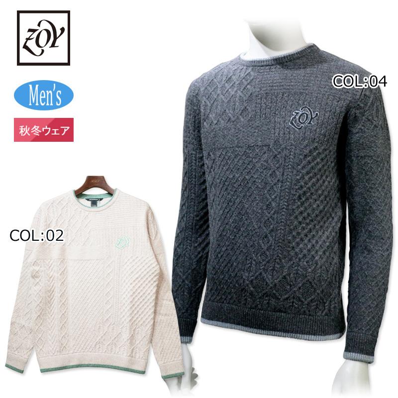 ゾーイ ZOY 071434714 メンズ ニット セーター クルーネック ゴルフ  
