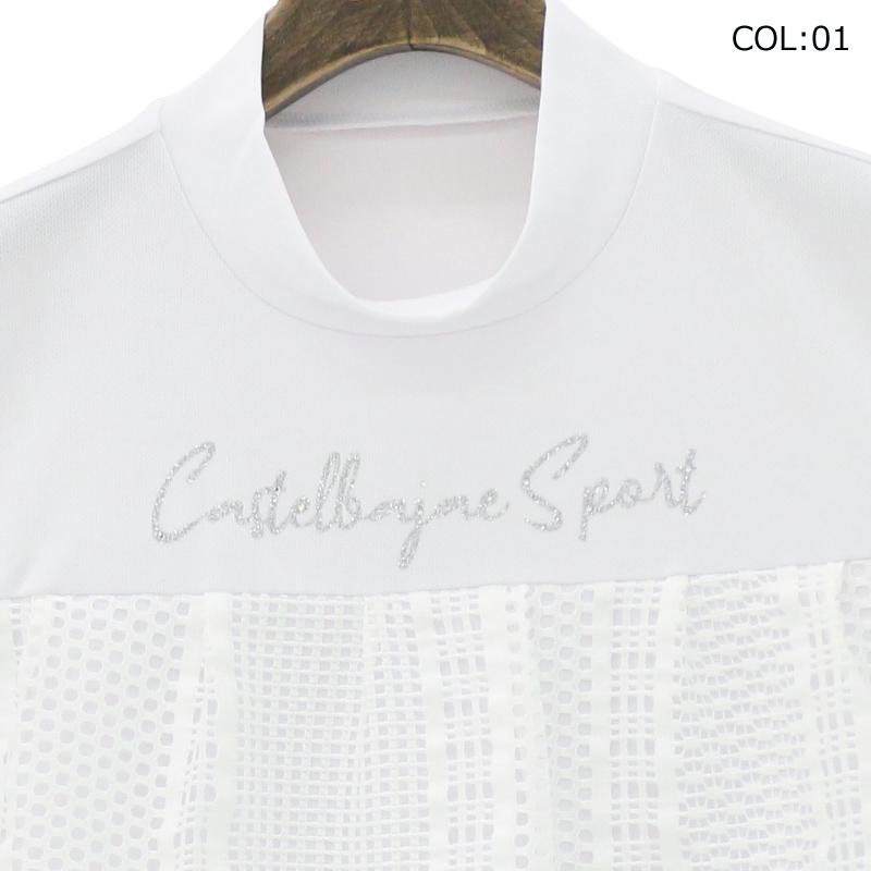 CASTELBAJAC　GOLF　総柄　モックネック　半袖シャツ　50 CASTELBAJAC - クールコア Beach+ロゴ柄 モックネック 半袖T