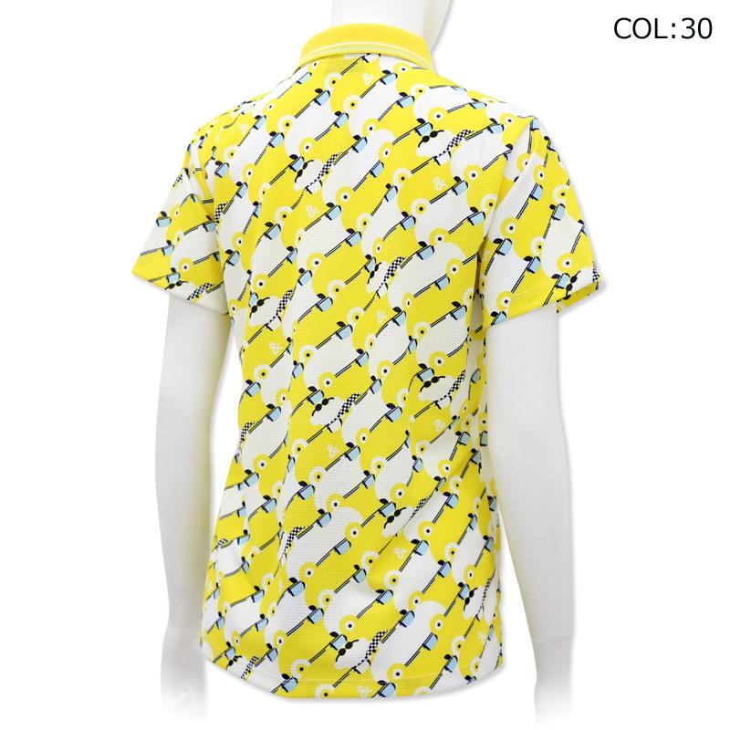 サイズ：M AND PER SE アンパスィ  半袖ポロシャツ 総柄 イエロー系 [240101431270] ゴルフウェア レディース ストスト and per se AND PER SE アンパスィ 半袖ポロシャツ イエロー系 M