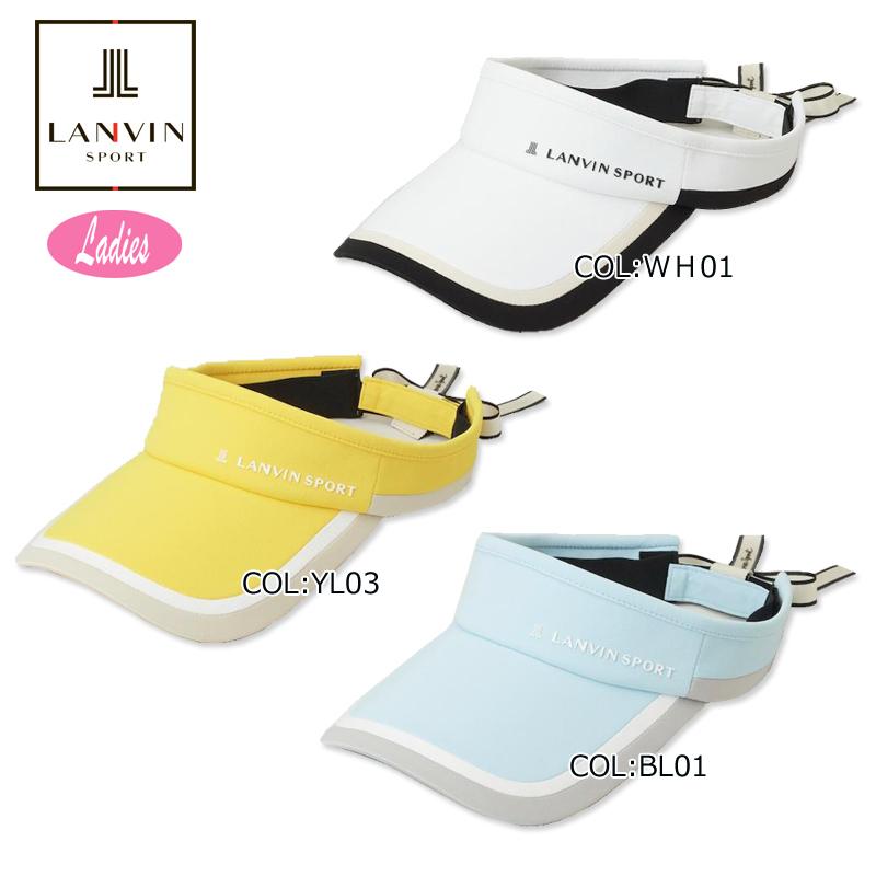 LANVIN レディース サンバイザー ＵＶカット バイザー ゴルフキャップ LANVIN SPORT リボン付き綿ツイルサンバイザー【UV】 -デサントストア
