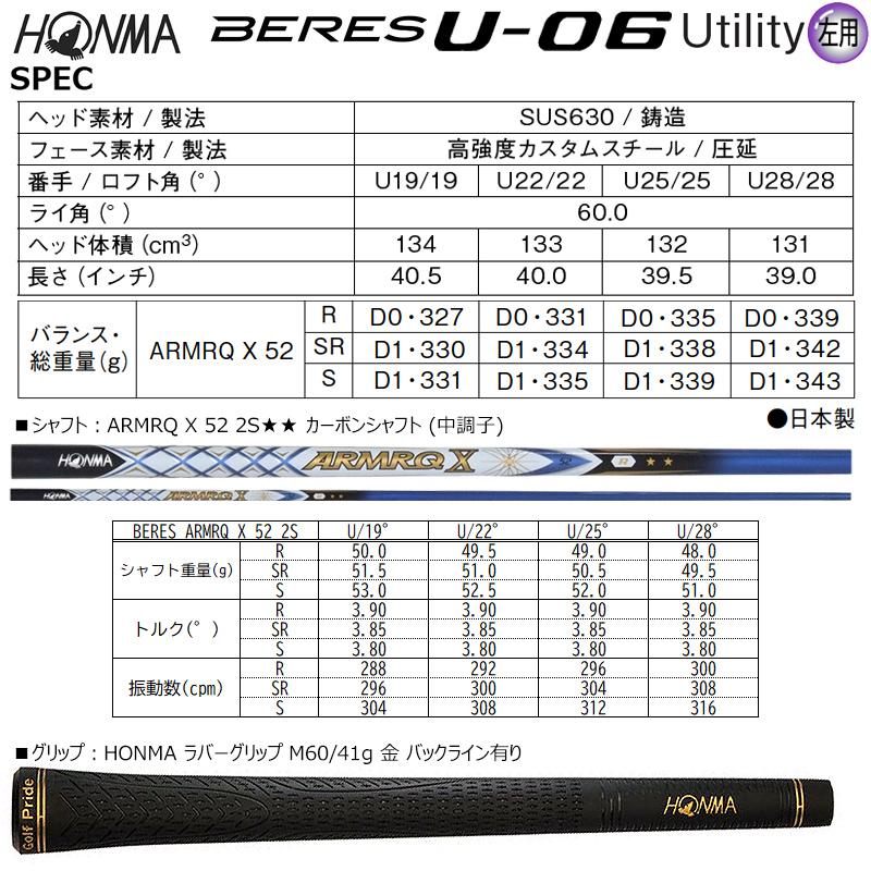 Be ZEAL 【左用】本間ゴルフ (ホンマ/HONMA) BERES ベレス U-06