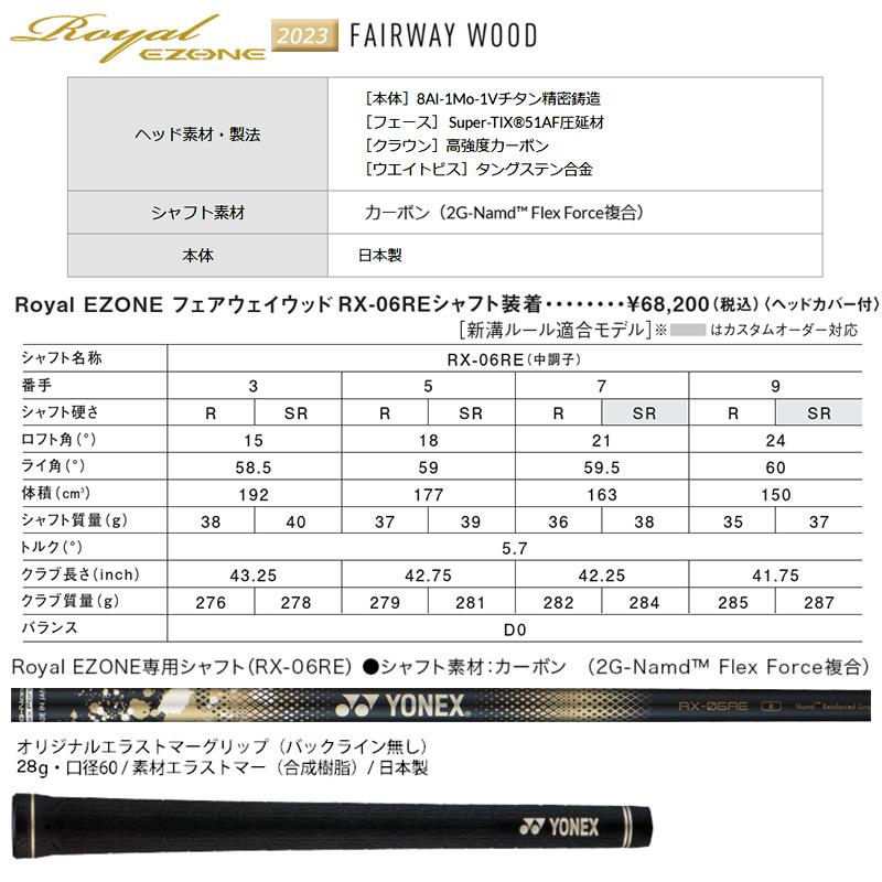 ヨネックス (YONEX) 2023 ロイヤル イーゾーン (Royal EZONE) フェアウェイウッド 右用 RX-06RE Royal EZONE 専用カーボンシャフト_5