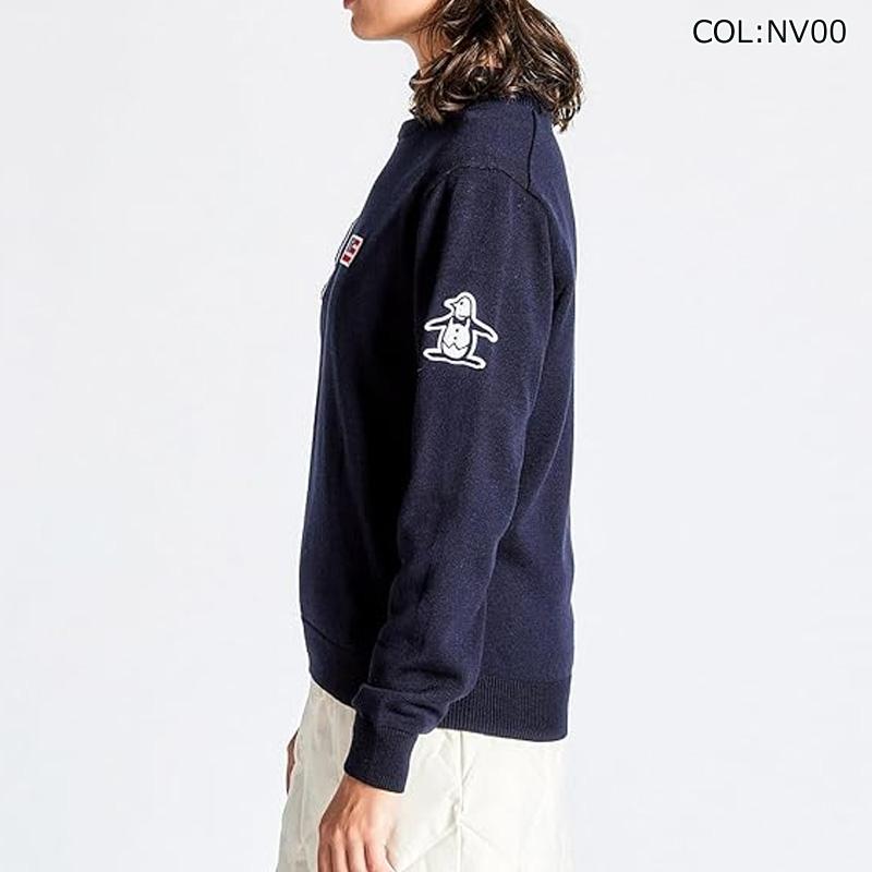 新品 Munsingwear 吸湿発熱ワッペンセーター L ネイビー Munsingwear SEASON COLLECTION 吸湿発熱ワッペンセーター 24FW