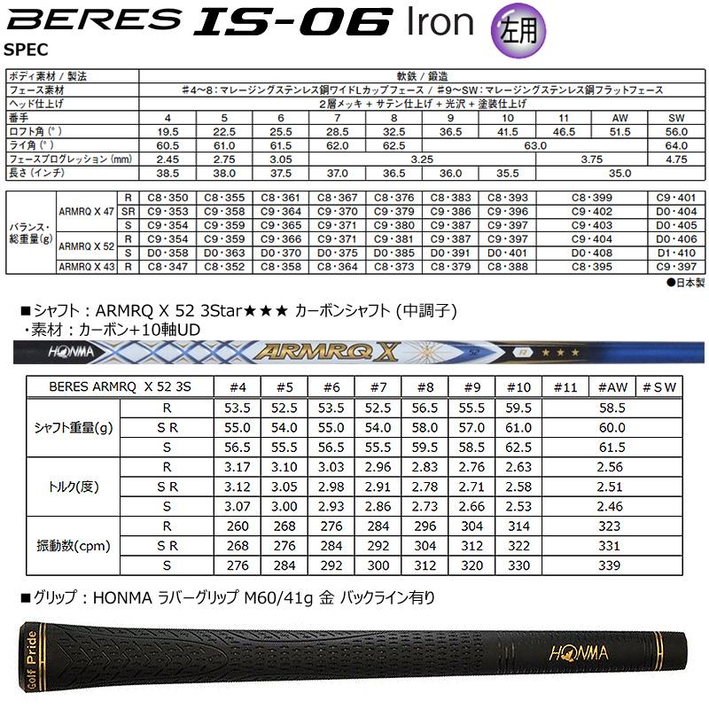 BERES 【左用】本間ゴルフ (ホンマ/HONMA) (ベレス) IS-06 左用 単品