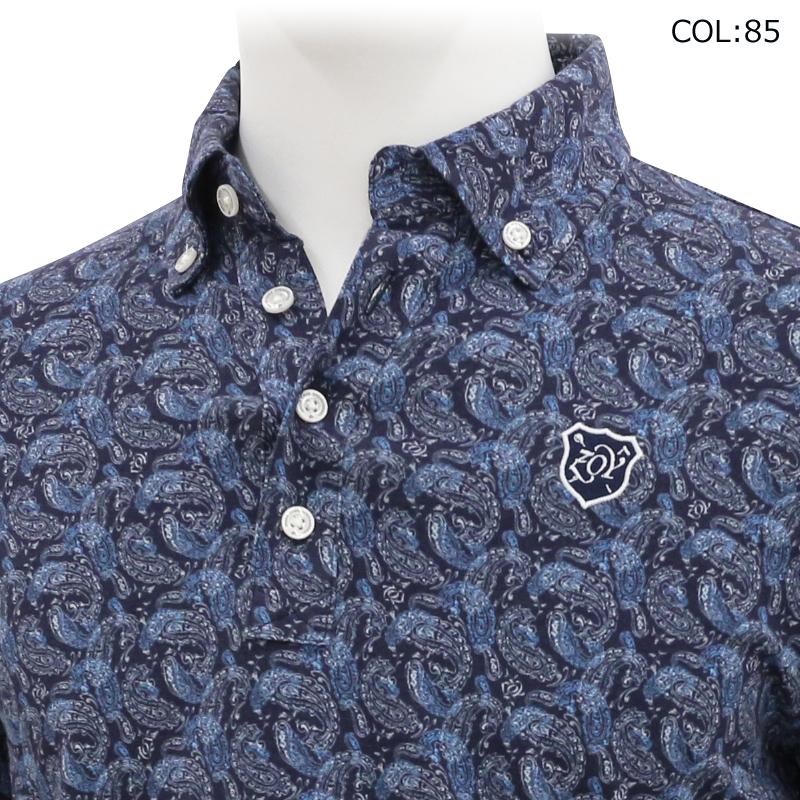 ZOY（ゾーイ） ZOY 071444016 メンズ 長袖ポロシャツ ペイズリー柄