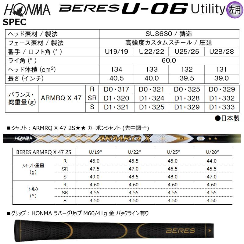 Be ZEAL 【左用】本間ゴルフ (ホンマ/HONMA) BERES ベレス U-06