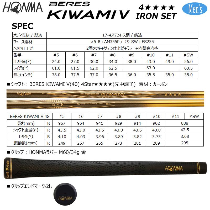 BERES 本間ゴルフ (ホンマ/HONMA) (ベレス) KIWAMI-5 アイアン8本組(#5