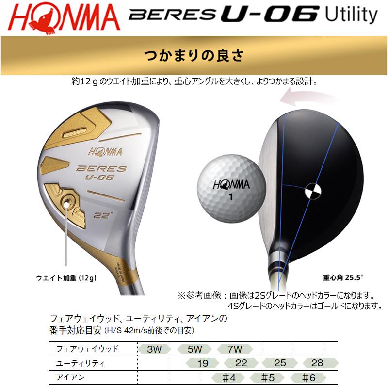 本間ゴルフ(ホンマ/HONMA) ベレス U-06 ユーティリティー 右用 アーマック X 43 4Star★★★★ カーボンシャフトの画像