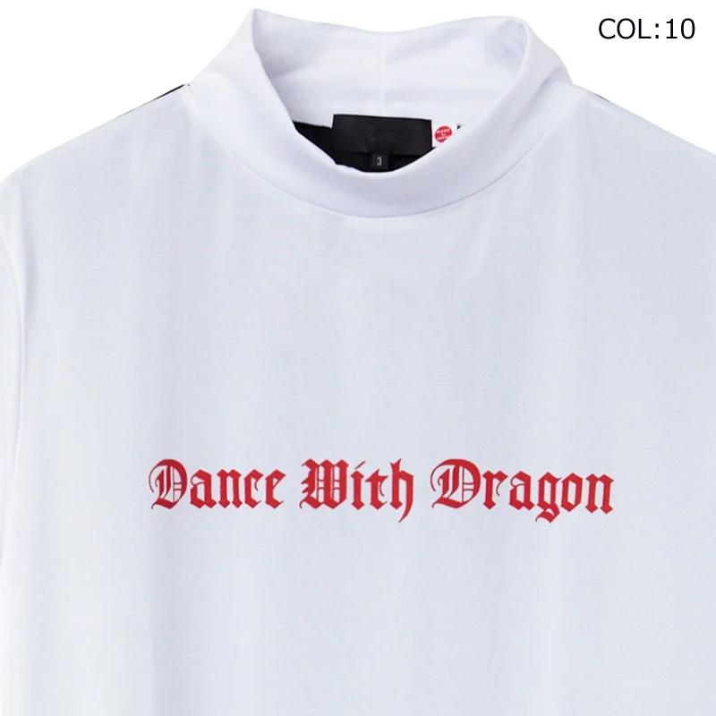 DANCE WITH DRAGON ホワイト半袖シャツ ○ダンスウィズドラゴン○モックネックシャツ 3 ホワイト ブラック