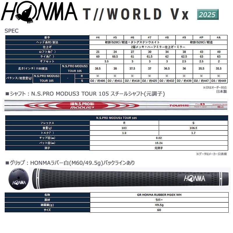 TOUR WORLD 本間ゴルフ(ホンマ/HONMA) ツアーワールド TW-Vx 単品