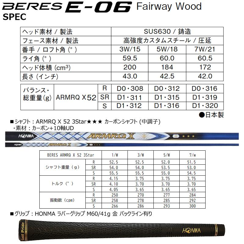 BERES 本間ゴルフ(ホンマ/HONMA) ベレス E-06 フェアウェイウッド 右用